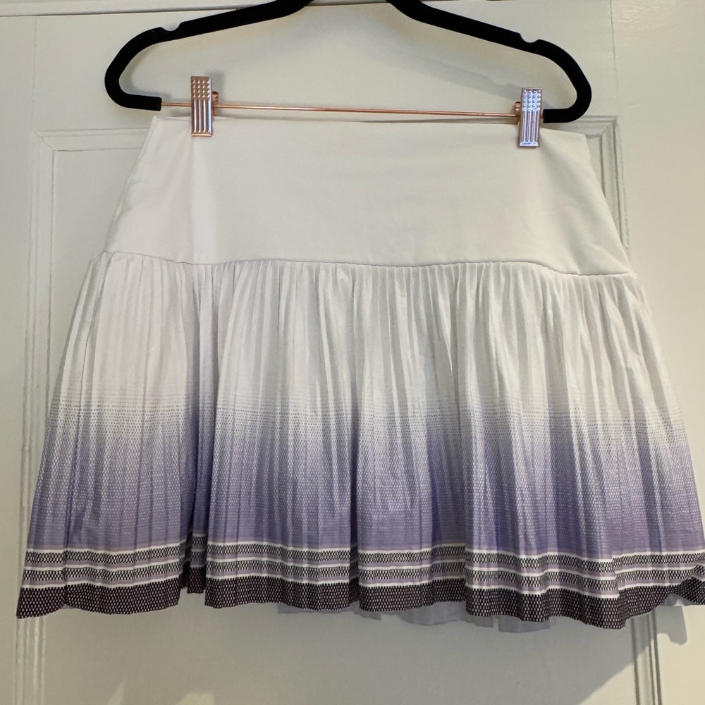 K-Swiss White and Purple Pleated Tennis Skirt